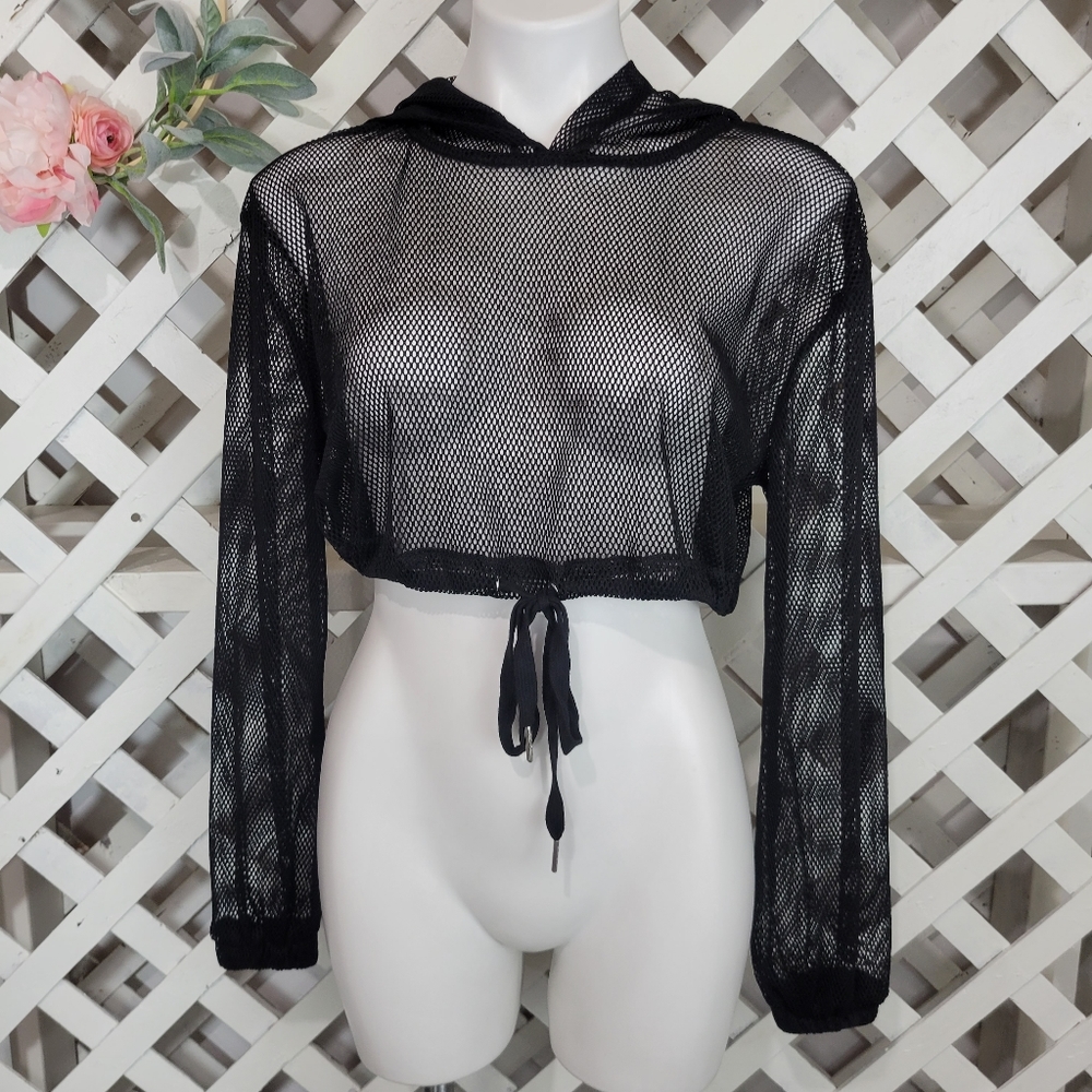 Rehab Mesh Crop Hoodie Size Small